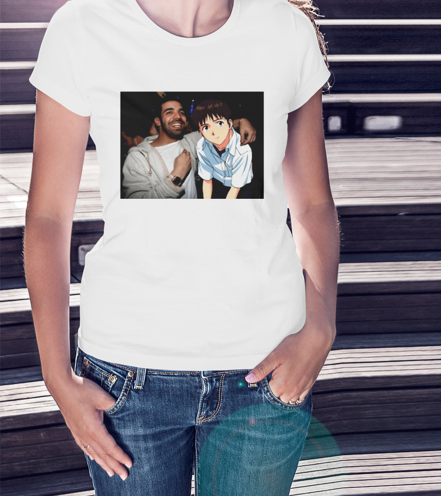Drake With Shinji Ikari From Evangelion Anime T-Shirt