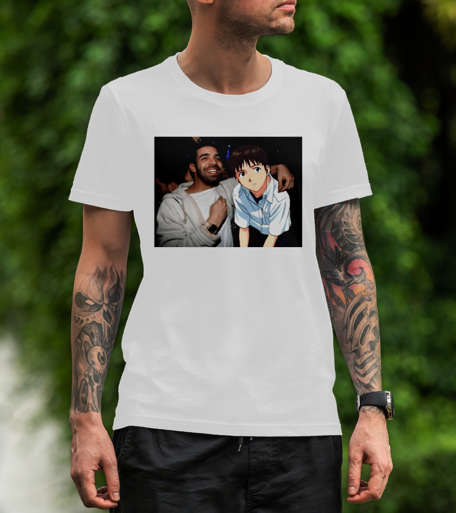 Drake With Shinji Ikari From Evangelion Anime T-Shirt