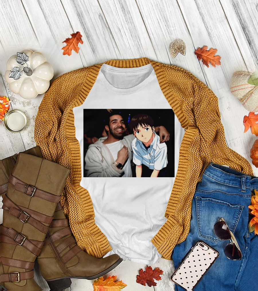 Drake With Shinji Ikari From Evangelion Anime T-Shirt
