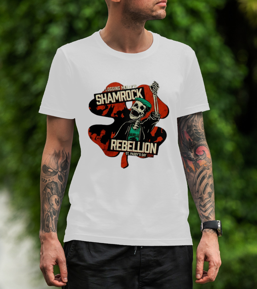 Flogging Molly Shamrock Rebellion St. Paddy's Day 2024 Skeleton T-Shirt
