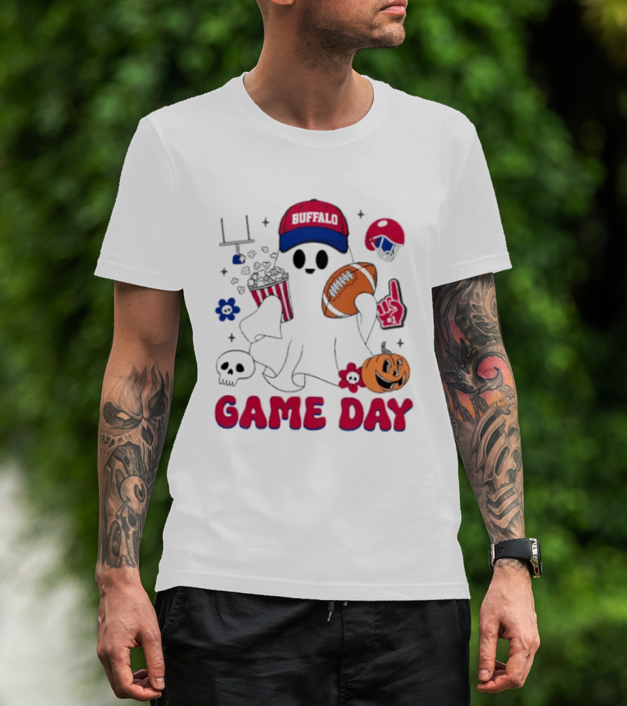 Buffalo Game Day Ghost Halloween Football Fun T-Shirt