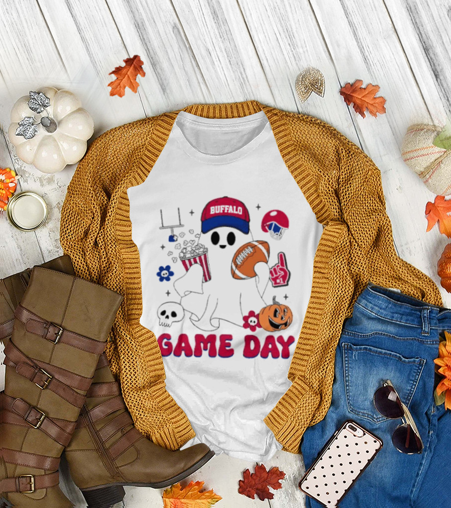 Buffalo Game Day Ghost Halloween Football Fun T-Shirt