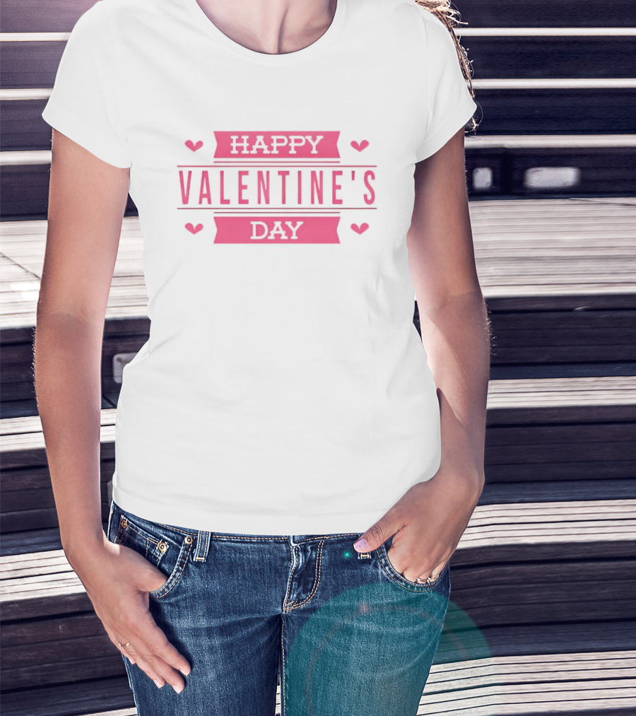 Happy Valentine's Day Pink Hearts Celebration T-Shirt