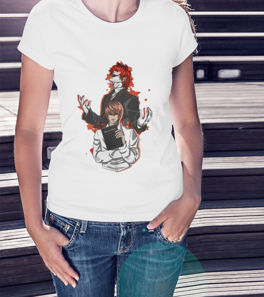 Light Yagami Raito And Ryuk Holding Death Note Anime T-Shirt