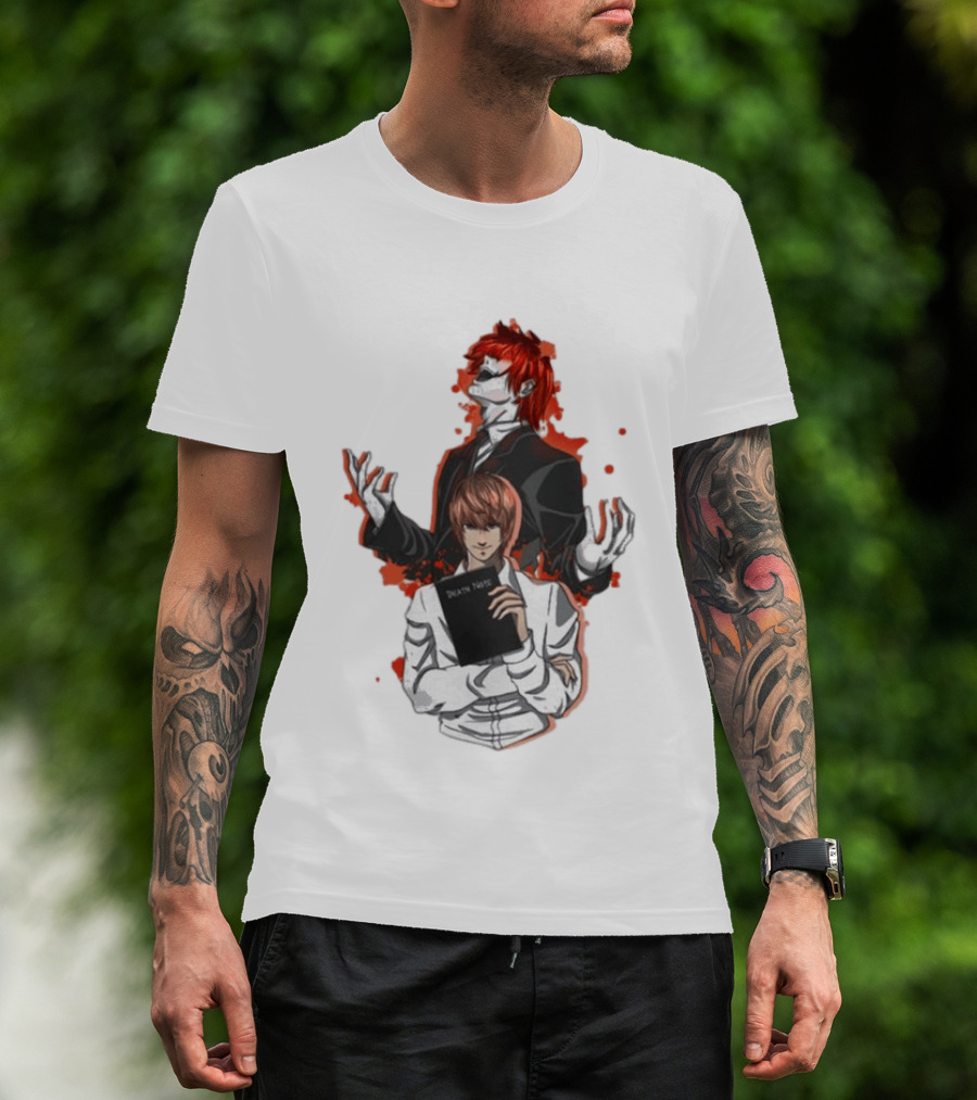 Light Yagami Raito And Ryuk Holding Death Note Anime T-Shirt