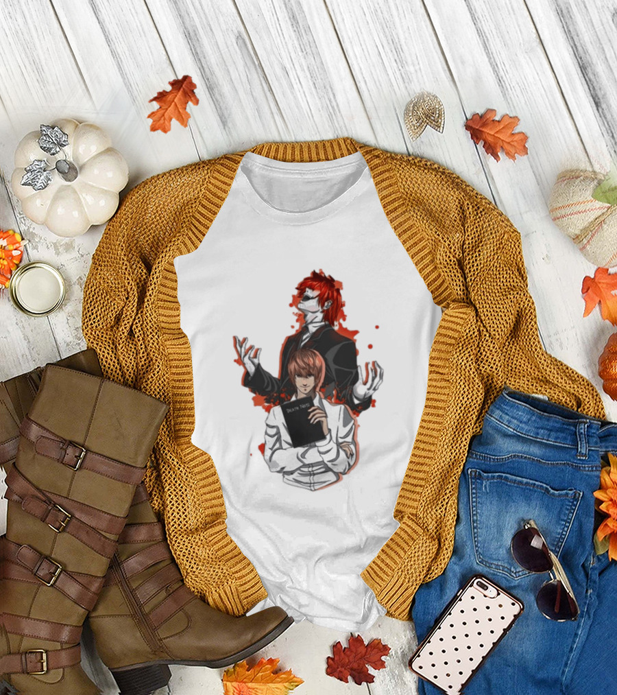 Light Yagami Raito And Ryuk Holding Death Note Anime T-Shirt