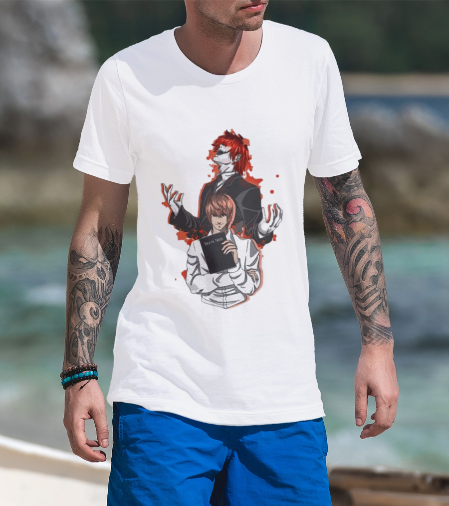 Light Yagami Raito And Ryuk Holding Death Note Anime T-Shirt
