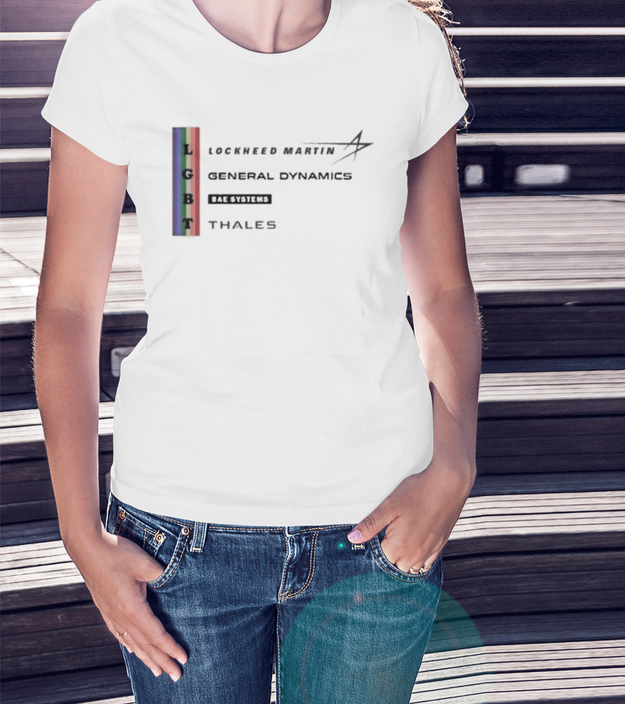 Lockheed Martin General Dynamics BAE Systems Thales LGBT Rainbow Vertical T-Shirt