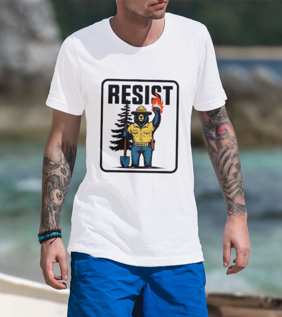 Resist Smokey Fire Prevention Bear California Forest T-Shirt