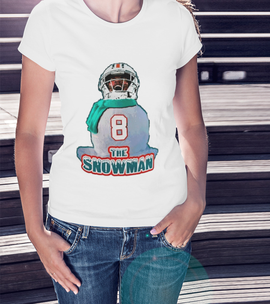 Miami Dolphins Jevon Holland 8 The Snowman Christmas T-Shirt