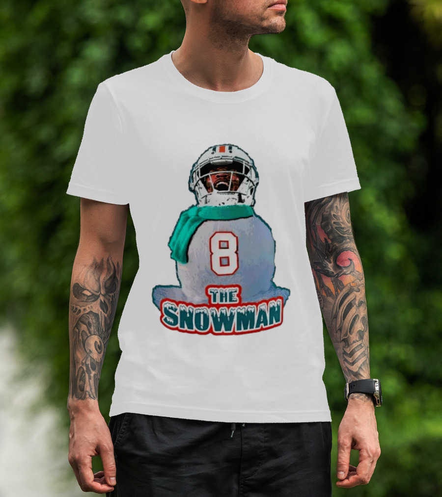 Miami Dolphins Jevon Holland 8 The Snowman Christmas T-Shirt