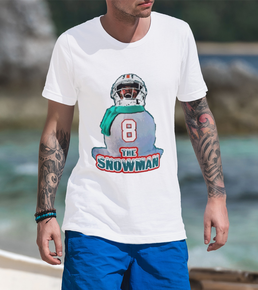 Miami Dolphins Jevon Holland 8 The Snowman Christmas T-Shirt