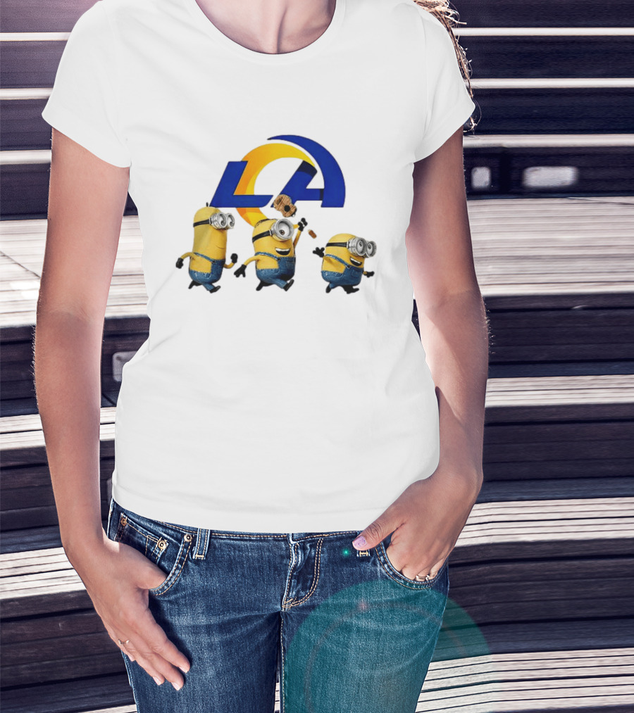 Minions LA Rams Football Team Crossover Fun T-Shirt