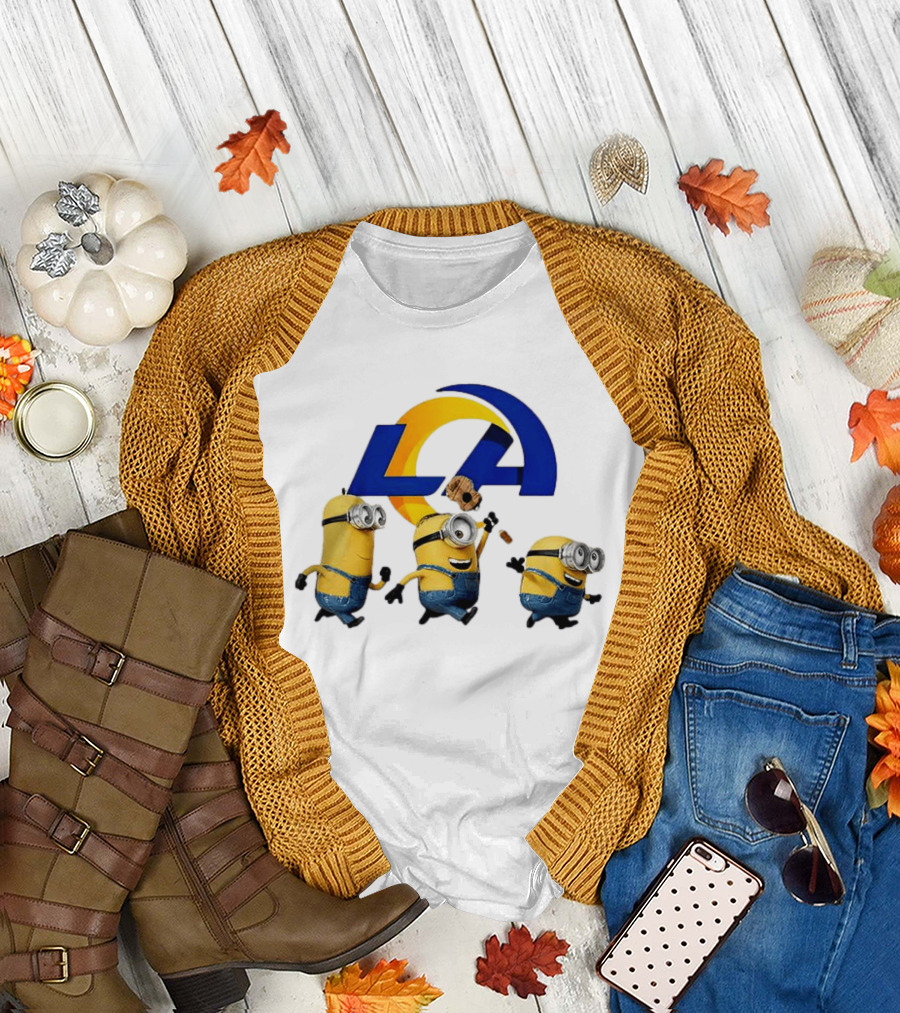 Minions LA Rams Football Team Crossover Fun T-Shirt