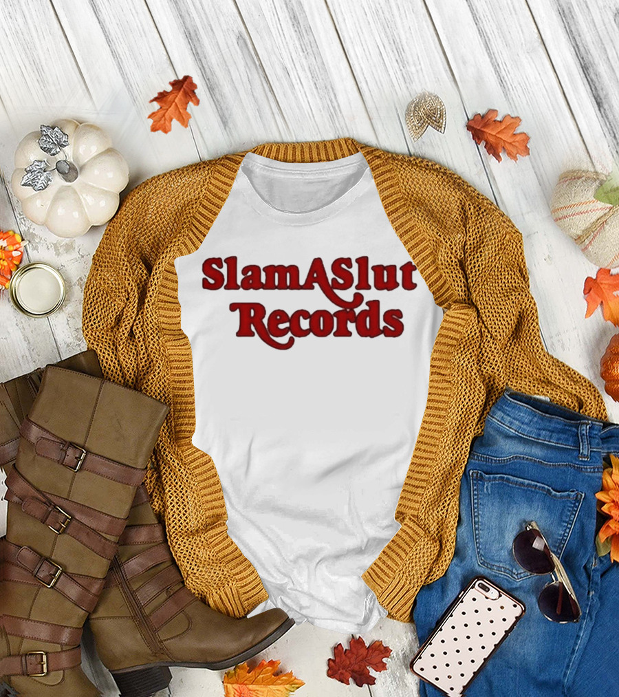 SlamASlut Records Vintage Inspired Music Label T-Shirt