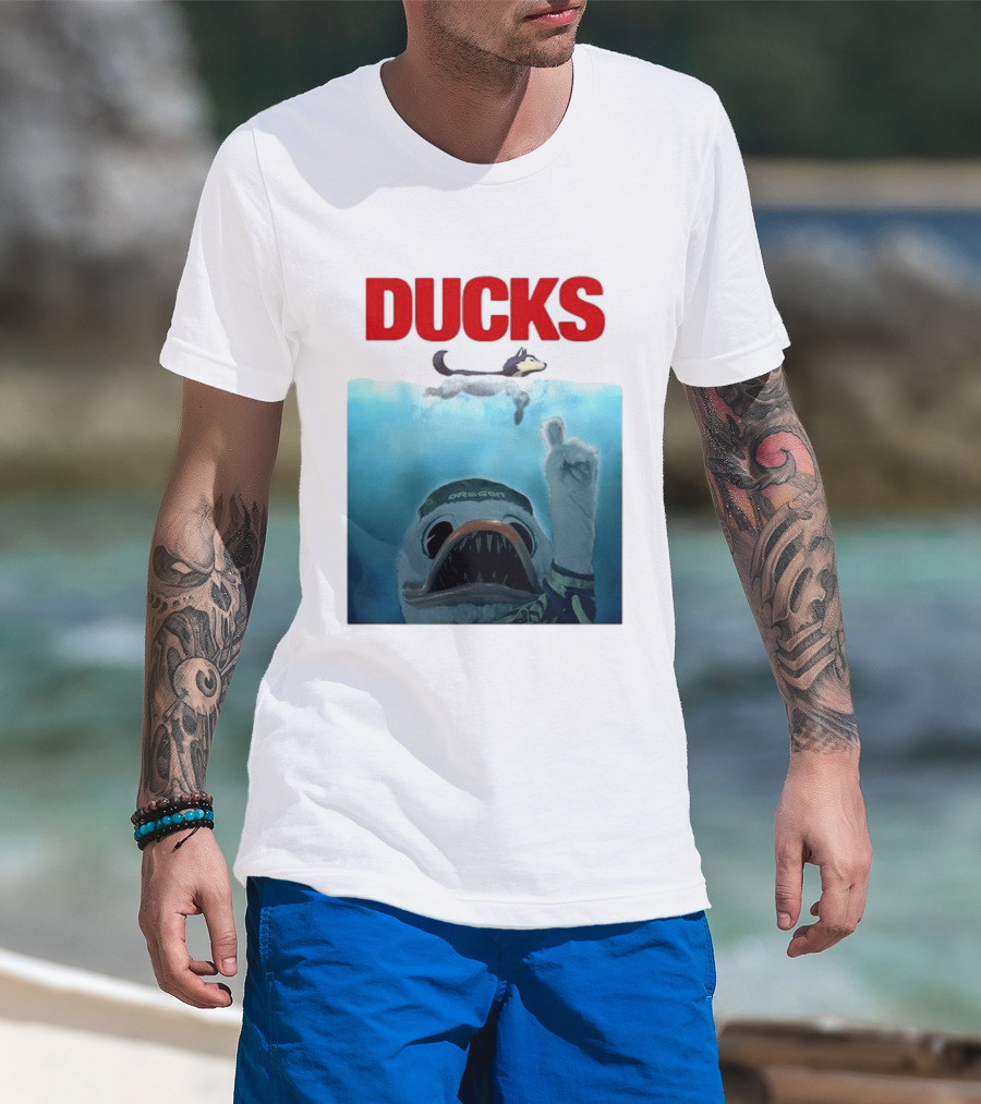 Oregon Ducks Jaws Parody With Washington Huskies Rivalry T-Shirt