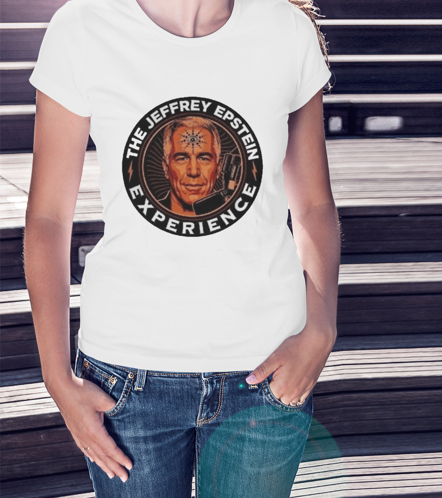 The Jeffrey Epstein Experience Meme Parody Headshot With Microphone And Psychedelic T-Shirt