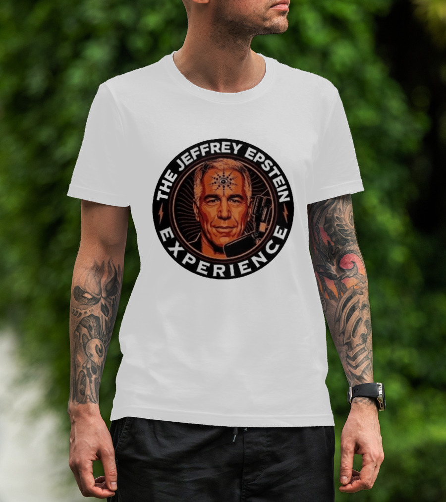 The Jeffrey Epstein Experience Meme Parody Headshot With Microphone And Psychedelic T-Shirt