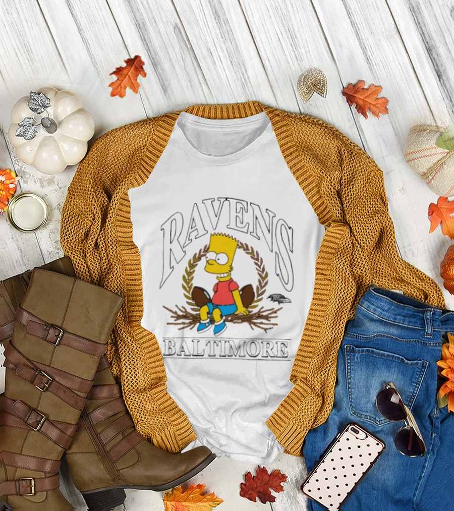 Baltimore Ravens Bart Simpson Crossover 2025 T-Shirt