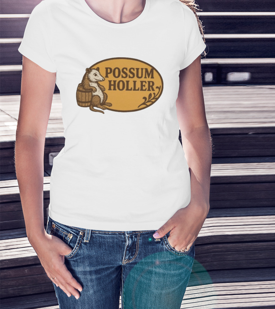 Possum Holler Rustic Opossum With Barrel T-Shirt