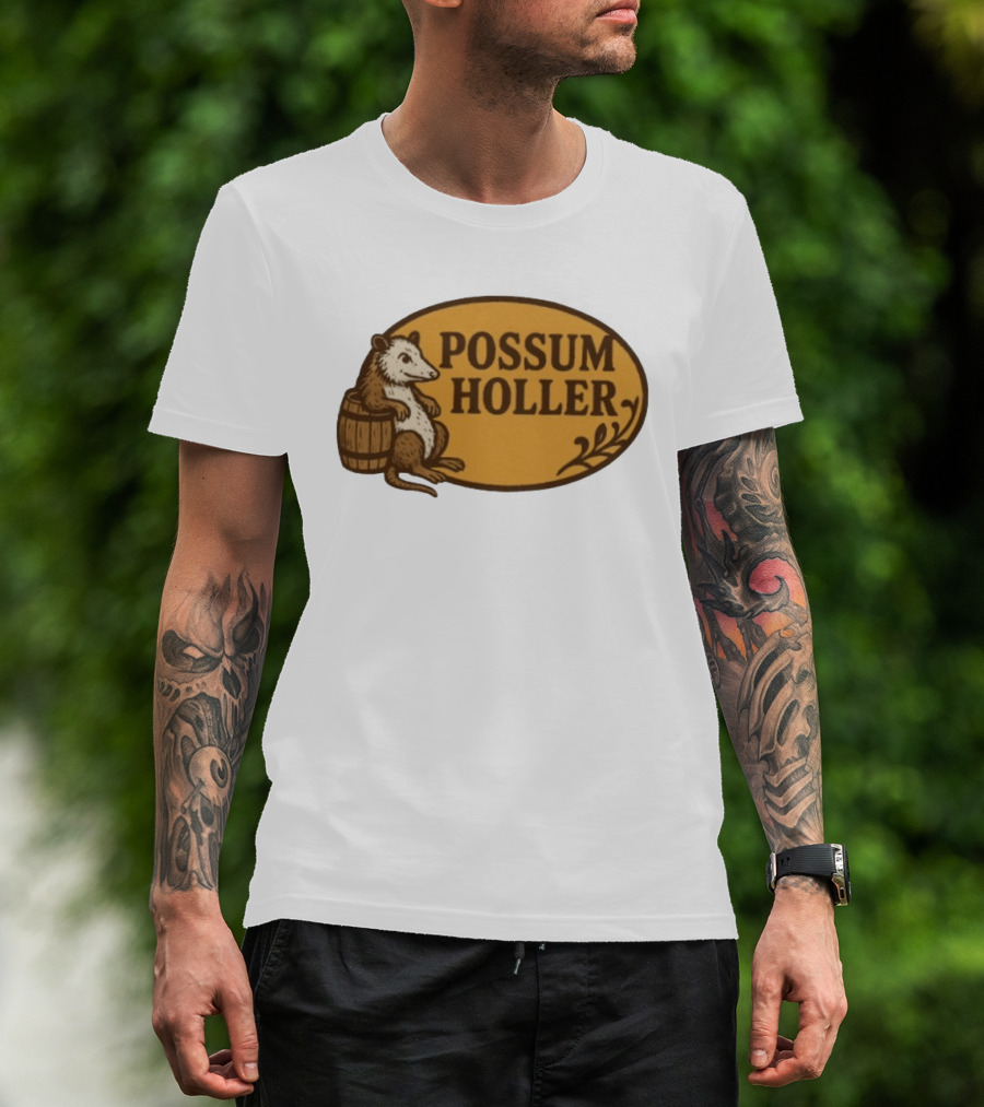Possum Holler Rustic Opossum With Barrel T-Shirt