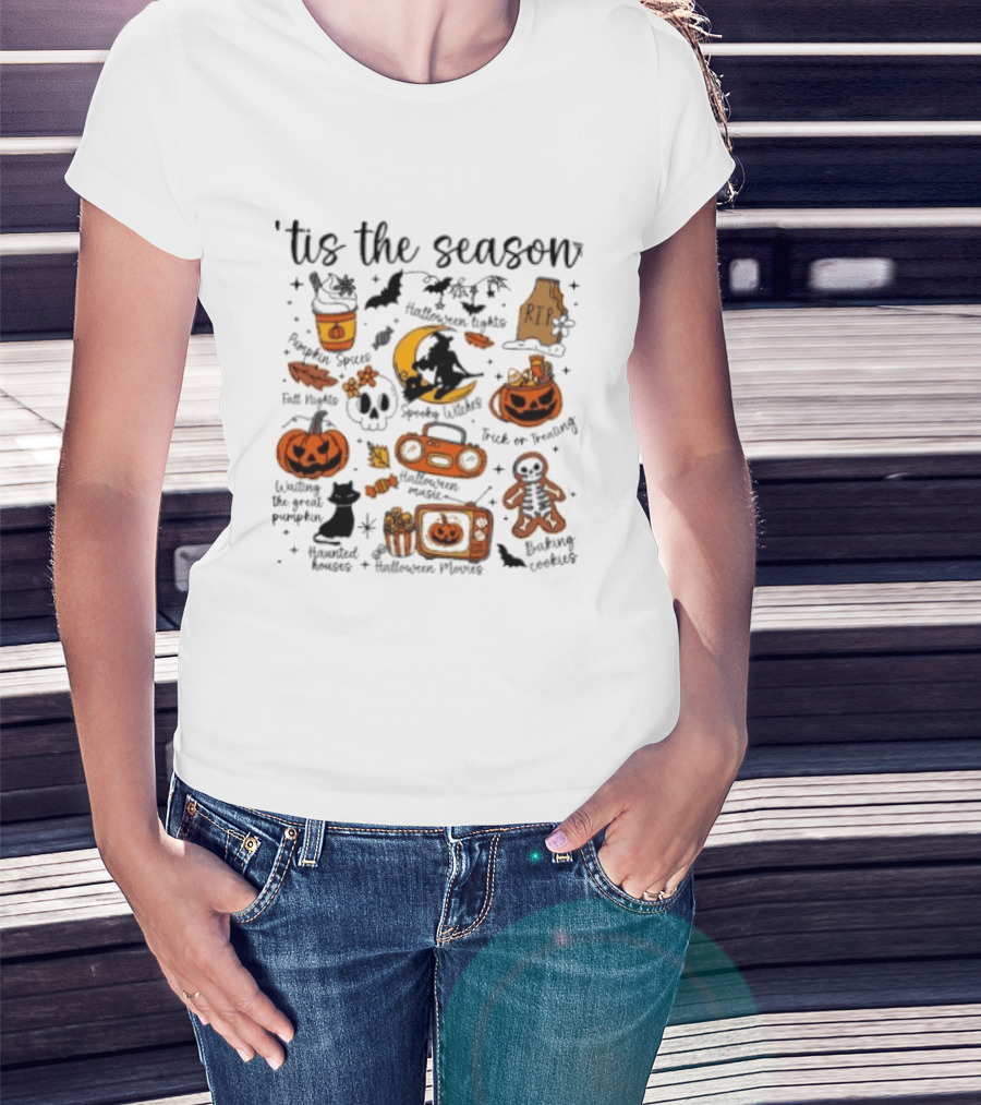 Tis The Season Pumpkin Spices Spooky Witches Halloween Trick Or Treat T-Shirt