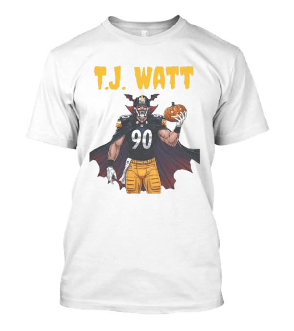 T.J. Watt Pittsburgh Steelers Halloween Dracula 90 Football Pumpkin T-Shirt