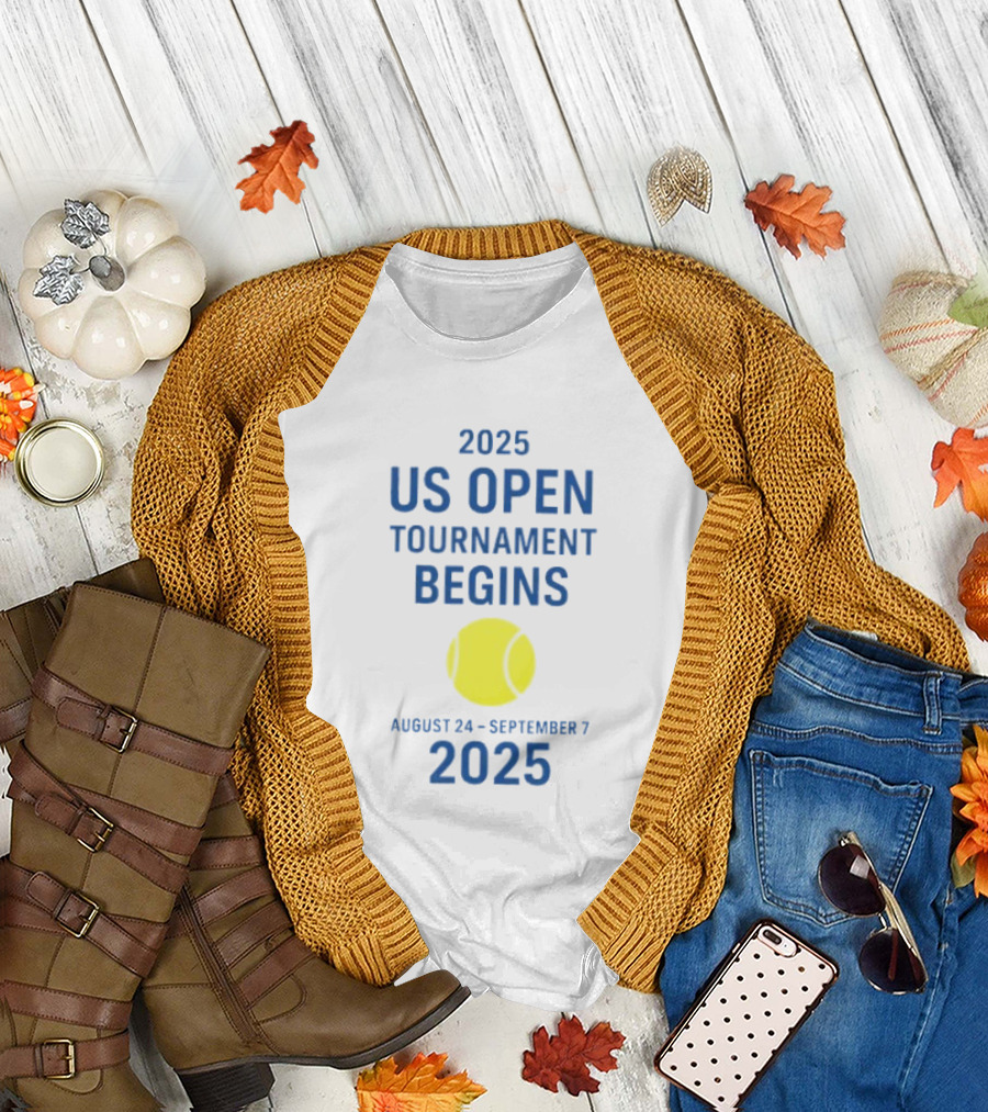 2025 US Open Tournament Begins August 24 To September 7 Tennis Ball T-Shirt