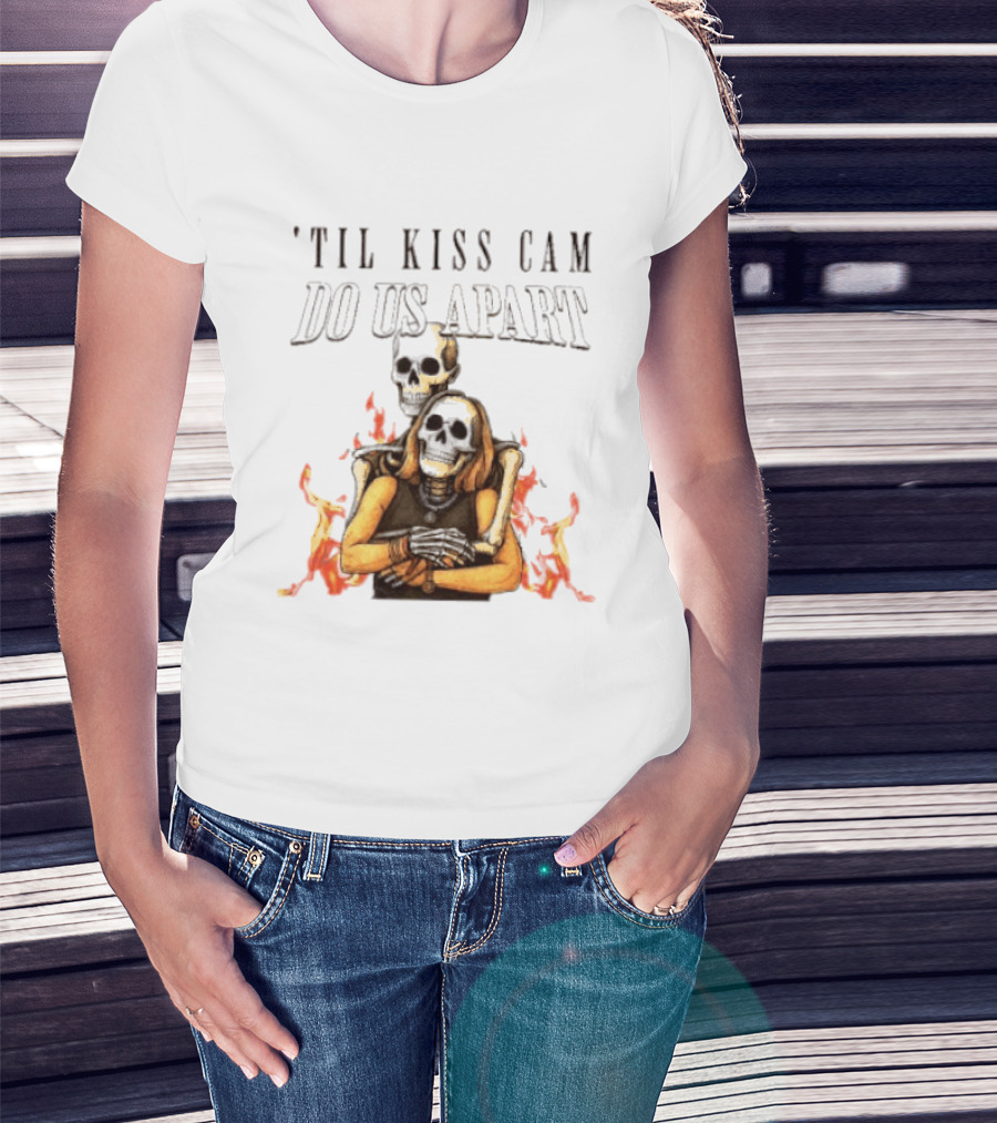 Til Kiss Cam Do Us Part Skeleton Halloween Flames T-Shirt