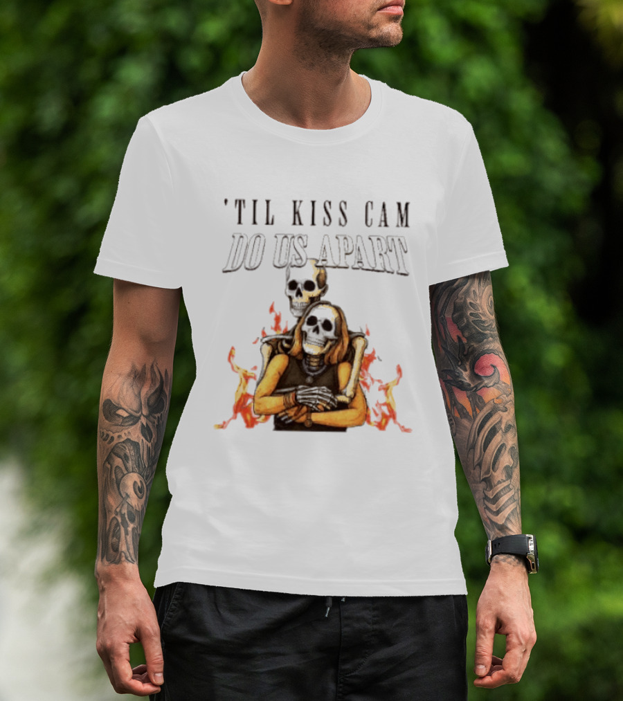 Til Kiss Cam Do Us Part Skeleton Halloween Flames T-Shirt