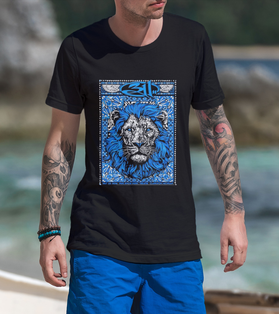 311 Live At Pine Knob Music Theatre July 30 2026 Lion Artwork Clarkson Michigan T-Shirt