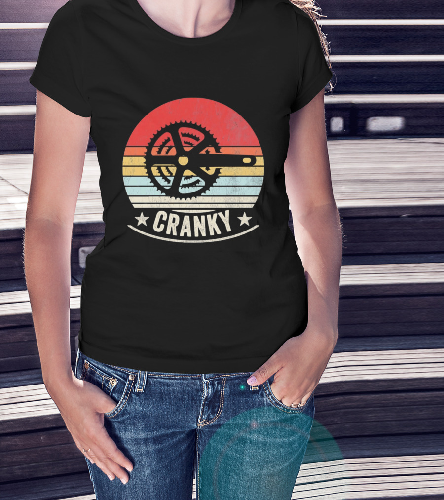 Cranky Sunset Bike Crank Retro Vintage Cycling T-Shirt