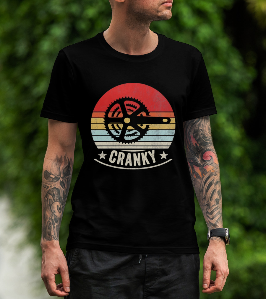 Cranky Sunset Bike Crank Retro Vintage Cycling T-Shirt