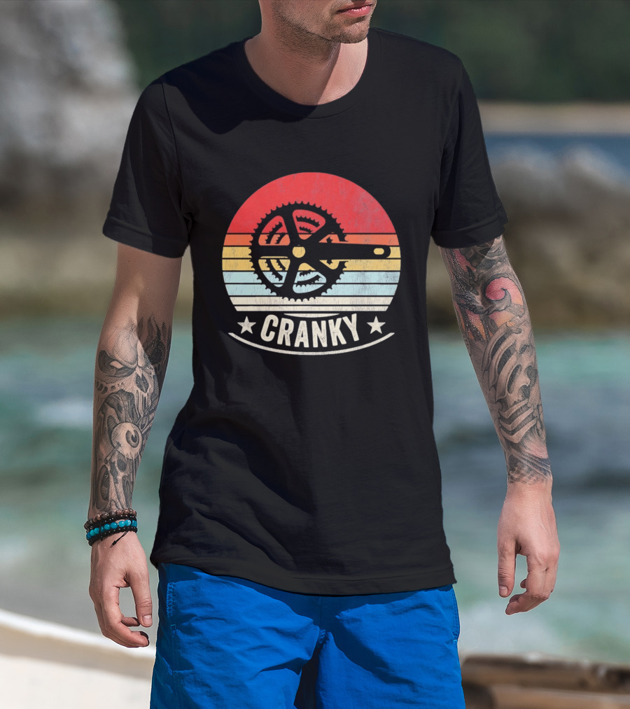 Cranky Sunset Bike Crank Retro Vintage Cycling T-Shirt