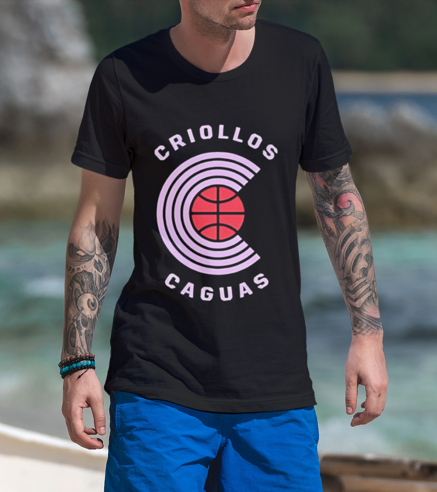 Criollos De Caguas Basketball Team Retro Style Logo Sports T-Shirt