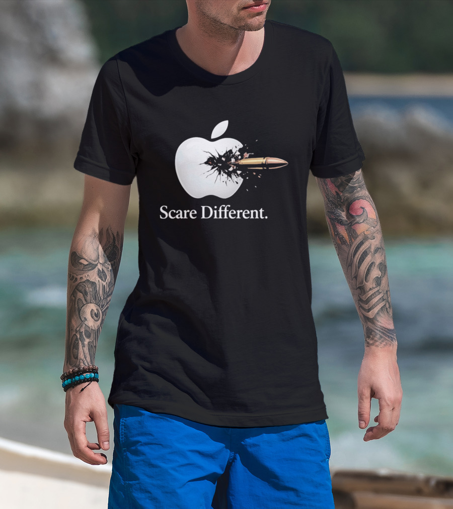 Scare Different Apple Bullet Hole Explosion T-Shirt