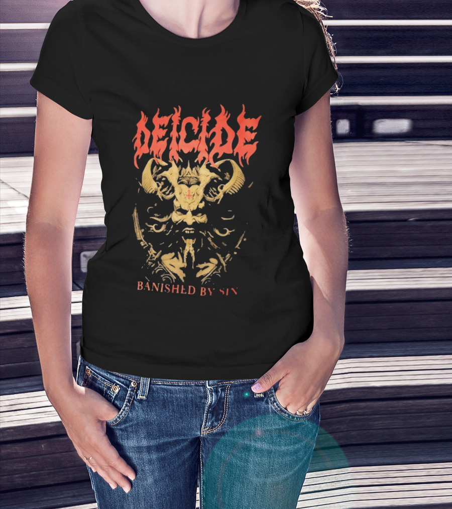 Deicide Banished By Sin Skull And Horns Death Metal T-Shirt