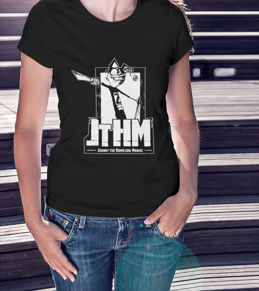 JTHM Johnny The Homicidal Maniac Distressed Black And White Comic T-Shirt