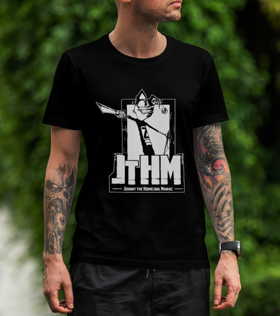 JTHM Johnny The Homicidal Maniac Distressed Black And White Comic T-Shirt