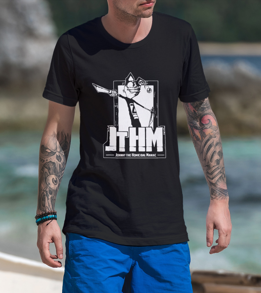 JTHM Johnny The Homicidal Maniac Distressed Black And White Comic T-Shirt