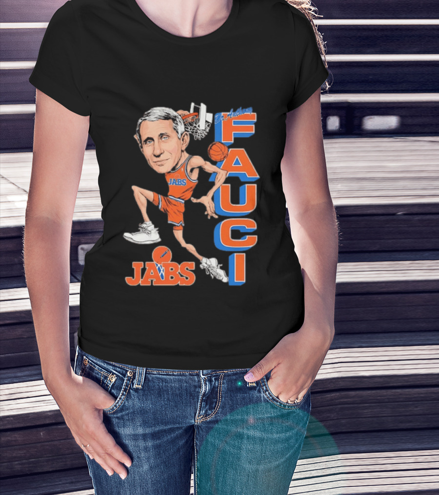 Dr Anthony Fauci Jabs Basketball Slam Dunk Caricature T-Shirt