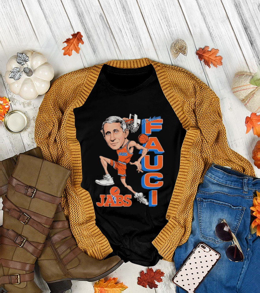 Dr Anthony Fauci Jabs Basketball Slam Dunk Caricature T-Shirt