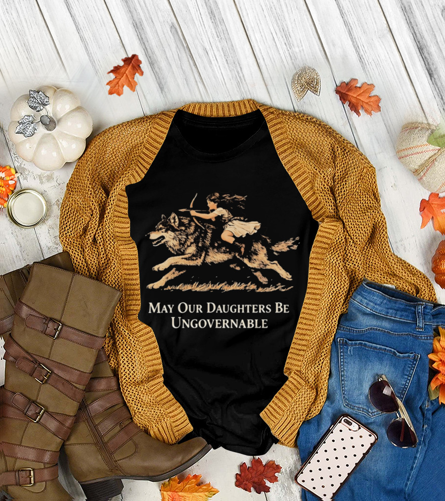 May Our Daughters Be Ungovernable Girl Riding Wolf T-Shirt