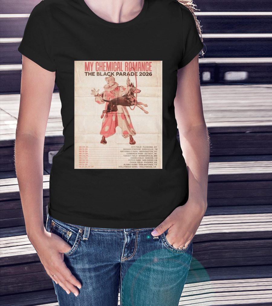 My Chemical Romance The Black Parade 2026 Tour Dates Clown And Dog T-Shirt