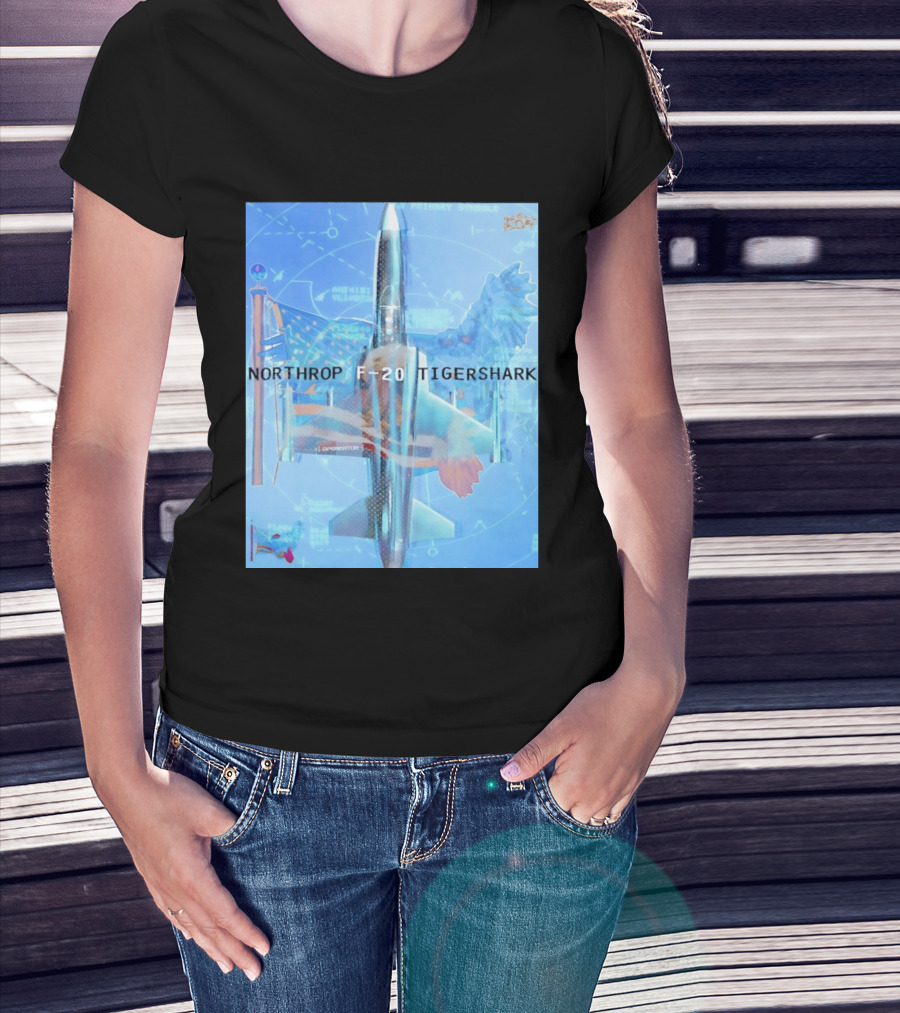 Northrop F 20 Tigershark Fighter Jet Aviation Digital Art And Aerospace T-Shirt