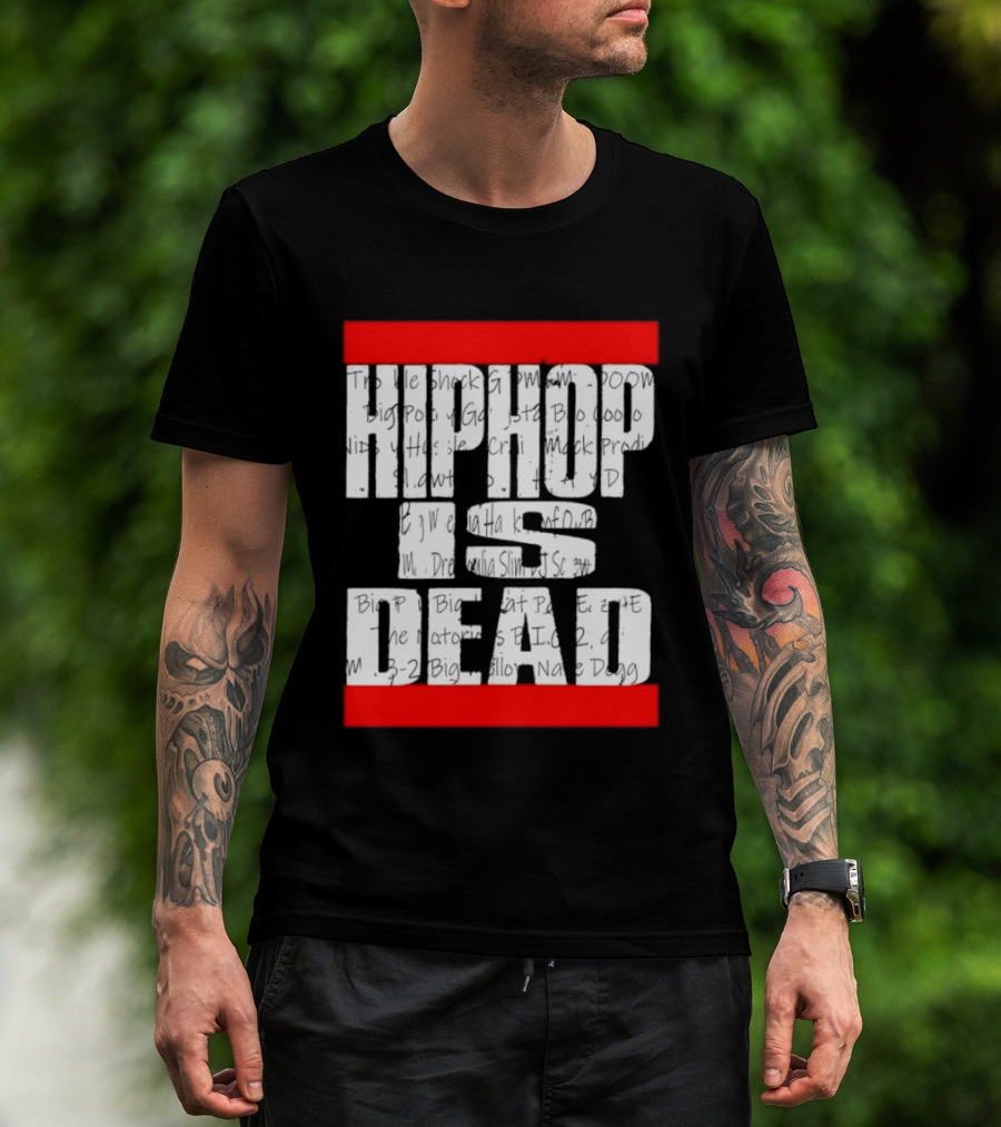 Hip Hop Is Dead White Text With Red Bars T-Shirt