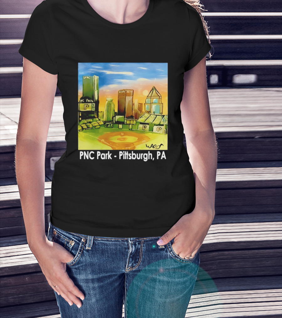 PNC Park Pittsburgh PA Baseball Skyline Art Print T-Shirt