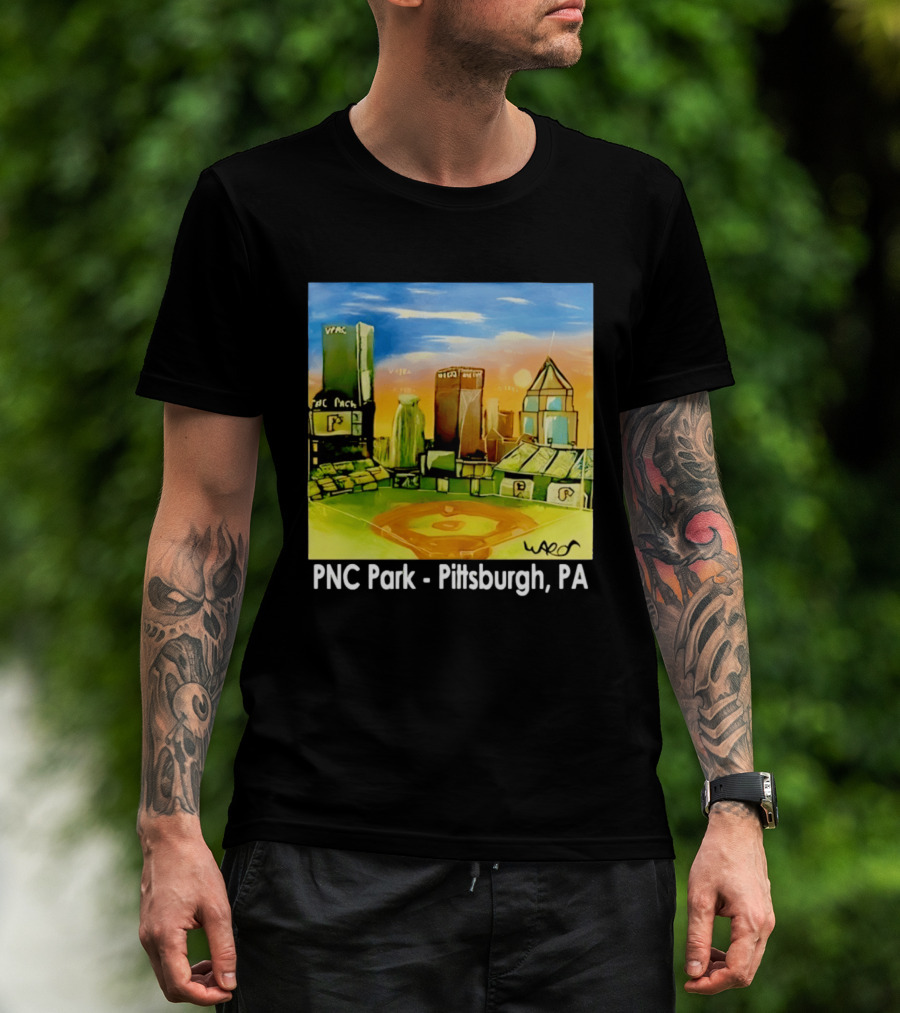 PNC Park Pittsburgh PA Baseball Skyline Art Print T-Shirt