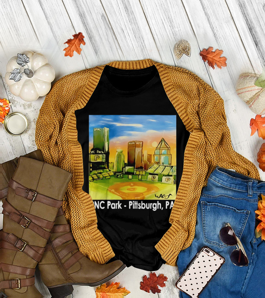 PNC Park Pittsburgh PA Baseball Skyline Art Print T-Shirt