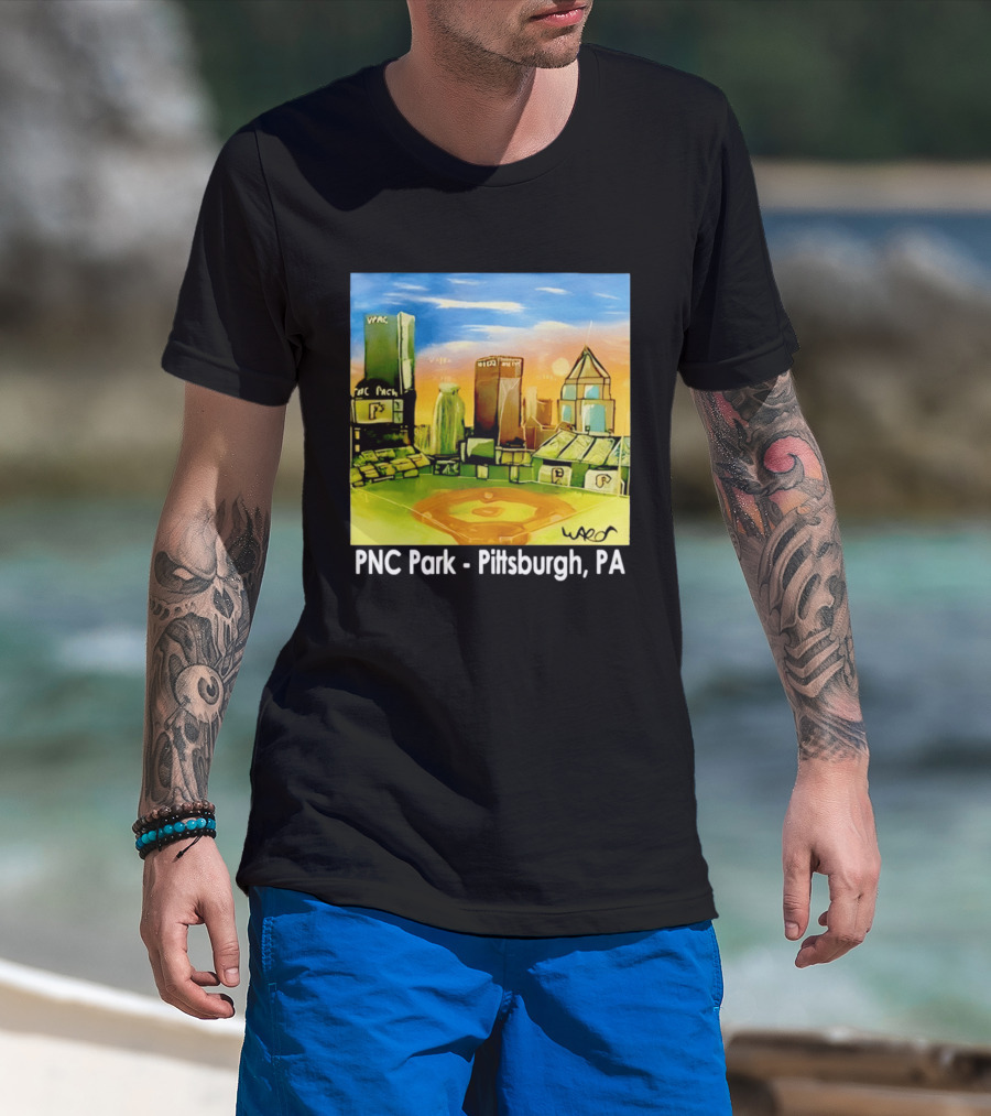 PNC Park Pittsburgh PA Baseball Skyline Art Print T-Shirt